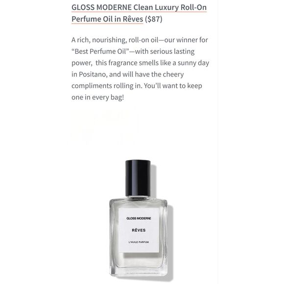 GLOSS MODERNE Clean Luxury Perfume Oil in Reves Portable Fragrance Full Size NEW - Picture 2 of 4